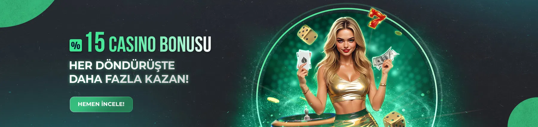 %15 Casino Yatırım Bonusu-